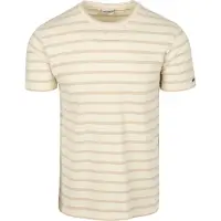 No-excess Crewneck T-shirt Jacquard Stripes Beige Off-white måle
