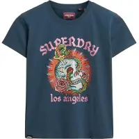 Superdry Superdrytil kvinder. W1011332A Tattoo Rhinestone T-shirt navy (S), Casual, Bomuld, Korte ærmer, Blå