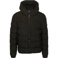 Superdry pufferjakke med hætte, sort Sort måle