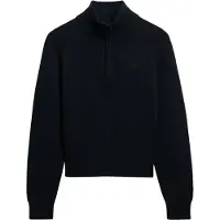 Superdry Superdrytil kvinder. W6110693A Essentials Slim Half marineblå sweatshirt med kort lynlås (M), Casual, Bomuld