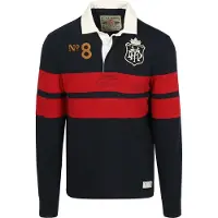 Superdry Rugby-pooshirt med vintage-striber, marinebå/rød Rød Mørkebå måe