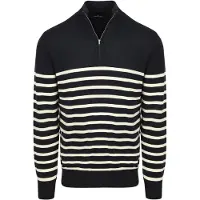 Steppin' Out haf-zip trøje med Breton-striber i marinebå Bå Mørkebå måe
