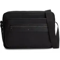 Tommy Hilfiger Skuldertaske 'Logo Mixed Texture Messenger' sort