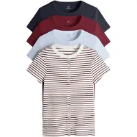 The Set Cardigan navy / lyseblå / vinrød / hvid
