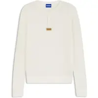 HUGO Relaxed fit Henley-sweater i vaffelstikket bomuld