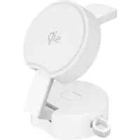 Mtp Products B30 3-i-1 sammenklappelig magnetisk hurtigtrådløs oplader Qi2 15W - hvid