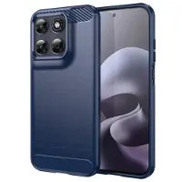 Mtp Products Motorola Moto G77/G67 Børstet TPU Cover - Karbonfiber - blå