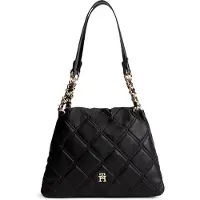Tommy Hilfiger Skuldertaske 'TH Monogram Quilted Tote' sort