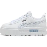 Puma Mayze Wild Youth Trainers, Shoes, White/Snow Mountain Blue, 38.5