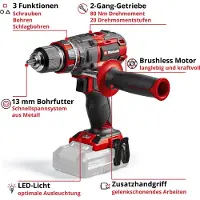 Einhell TP-CD 18/80 Li-i BL, Pistolgreb boremaskine, Nøglefri, Børstet, 1,3 cm, 28800 rpm, 2 mm - SOLO
