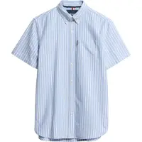 Superdry Superdrytil mænd. M4010944A Blå kortærmet oxfordskjorte (S), Casual, Bomuld, Korte ærmer
