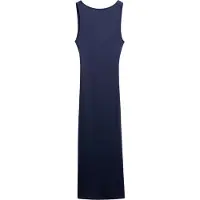 Superdry Superdrytil kvinder. W8011951A Midikjole med flettet navy-jersey på ryggen (XL), Casual, Bomuld, Uden ærmer/stropper, Blå