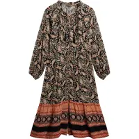 Superdry Superdrytil kvinder. W8011887A Sort printet midikjole (S), Casual, Lange ærmer, Økologisk bomuld, Bæredygtig