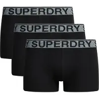 Superdry Superdrytil mænd. M3110450A Sæt 3 ensfarvede boxershorts sort (S), Afslappet, Bomuld