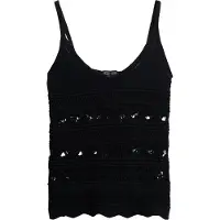 Superdry Superdrytil kvinder. W6012031A Sort hæklet top (XS), Casual, Bomuld, Uden ærmer/stropper