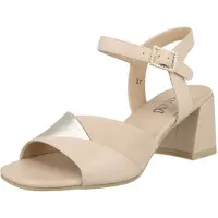 Caprice Heeled sandal, beige, made of Leather with Trapeze heel, Size 42