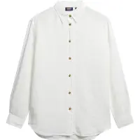 Superdry Superdrytil kvinder. W4010463A Casual skjorte i hør med hvid boyfriend-pasform (XS), Linned, Lange ærmer