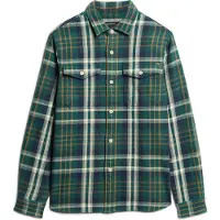 Superdry Superdrytil mænd. M4010865A Merchant Store grøn ternet skjorte (S), Casual, Bomuld, Lange ærmer