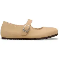 Birkenstock Birkenstocktil kvinder. 1031539 Bailarina-sko i læder Santa Clarita (Regular pasform) beige (39), Fast, Spænder, Casual