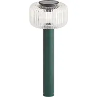 QAZQA Moderne udendørs pullert grøn med ribbet glas inkl. LED Solar IP65 - Ribble Mushroom
