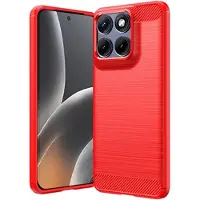 Mtp Products Motorola Edge 70 Fusion/70 Fusion+ Børstet TPU Cover - Karbonfiber - rød