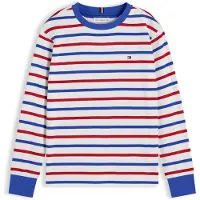 Tommy Hilfiger Shirts 'Essential Stripe Relaxed Long Sleeve' blå / rød / hvid