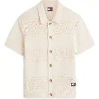 Tommy Hilfiger Cardigan 'Tommy Badge Woven Short Sleeve' creme