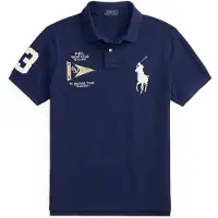 Ralph Lauren Polo Ralph Laurentil mænd. 710B21921001 Poloshirt med Big Pony Custom Slim Fit navy (S), Casual, Bomuld, Korte ærmer, Blå