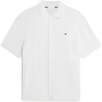 Tommy Hilfiger Cardigan 'Relaxed Pointelle Short Sleeve With' hvid