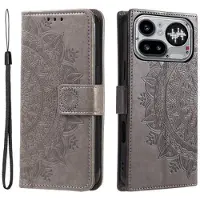 Mtp Products Nothing Phone (4a) Pro Mandala Etui med Pung med håndledsrem - Grå
