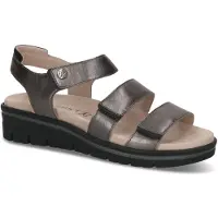 Caprice Sandal, grey, made of Leather with Wedge heel, Size 37