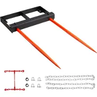 Vevor 49" høspyd, ballespyd 3000lbs lastekapacitet, minilæsser traktor skovlmontering med 2 stk. 17,5" stabilisatorspyd og 60" kæde, hurtigskiftende gafler