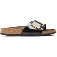 Birkenstock Birkenstocktil kvinder. 1022650 Læder Madrid Big Buckle Sandaler (Smal pasform) sort (41), Fast, Ingen, Casual
