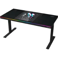 Lorgar gaming-bord Dual-motor sit/stand justerbar højde med indbygget pc-etui, trådløs oplader, RGB-lys, kontrolpanel og USB-porte, sort
