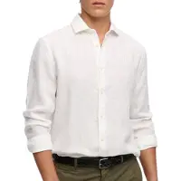 Superdry Superdrytil mænd. M4011103A Riviera hørskjorte hvid (XL), Casual, Linned, Lange ærmer