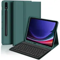 INF Bluetooth-tastaturcover + tastatur kompatibelt med Samsung Galaxy Tab S8+/S8 Plus 12,4 tommer - mørkegrøn