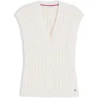 Tommy Hilfiger Strikvest 'Cable Slim Sleeve' lysegul