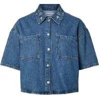 Pieces Pcsky Broderi 3/4 Denimskjorte