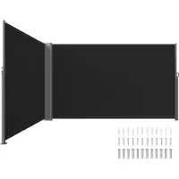 Vevor Udtrækkelig Sidemarkise, 71''x 236'' Aluminium Udendørs Privatlivsskærm, 280g Polyester Vandtæt Udtrækkelig Terrasseskærm, UV 30+ Rumdeler Vindskærm til Terrasse, Baghave, Altan, Sort