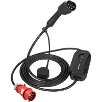 24hShop Deltaco E-Charge-ladekabel med LED-display, 3-faset Mode 2, 6–16 A, 6 m / Mode 2-ladekabel til elbiler