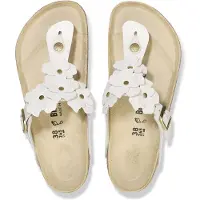 Birkenstock Birkenstocktil kvinder. 1026686 Gizeh Flower lædersandaler (normal pasform) hvid (37), Fast, Ingen, Casual