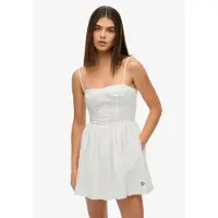 Superdry Superdrytil kvinder. W8012023A Broderie Cami Mini Dress hvid (L), Casual, Bomuld, Uden ærmer/stropper