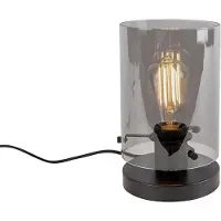 QAZQA Design bordlampe sort med røgglas - Dome