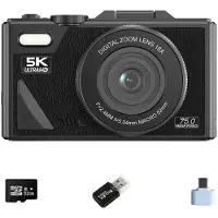 INF 5K Digitalkamera - 75MP, WiFi, Flip-skærm, med 64GB Kort, Type-C Adapter & USB-læser