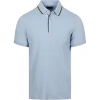 State of Art Poloshirt Tipping Cotton Linen Blå Lyseblå måle