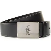 Ralph Lauren Polo Ralph Laurentil mænd. 405691693001 Læderbælte med spænde med sort hesteplakette (32), Casual, Klassisk