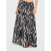 Gisela Zebra Animal Print Pattern Lang Nederdel