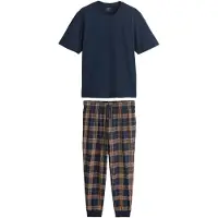 Next Pyjamas lang navy / brun / hvid