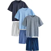 Next Pyjamas kort navy / lyseblå / mørkeblå / grå-meleret