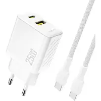 Dudao A26TCEU Adapter 25Watt 1xUSB-C 1xUSB-A (1m USB-C to USB-C included) Hvid